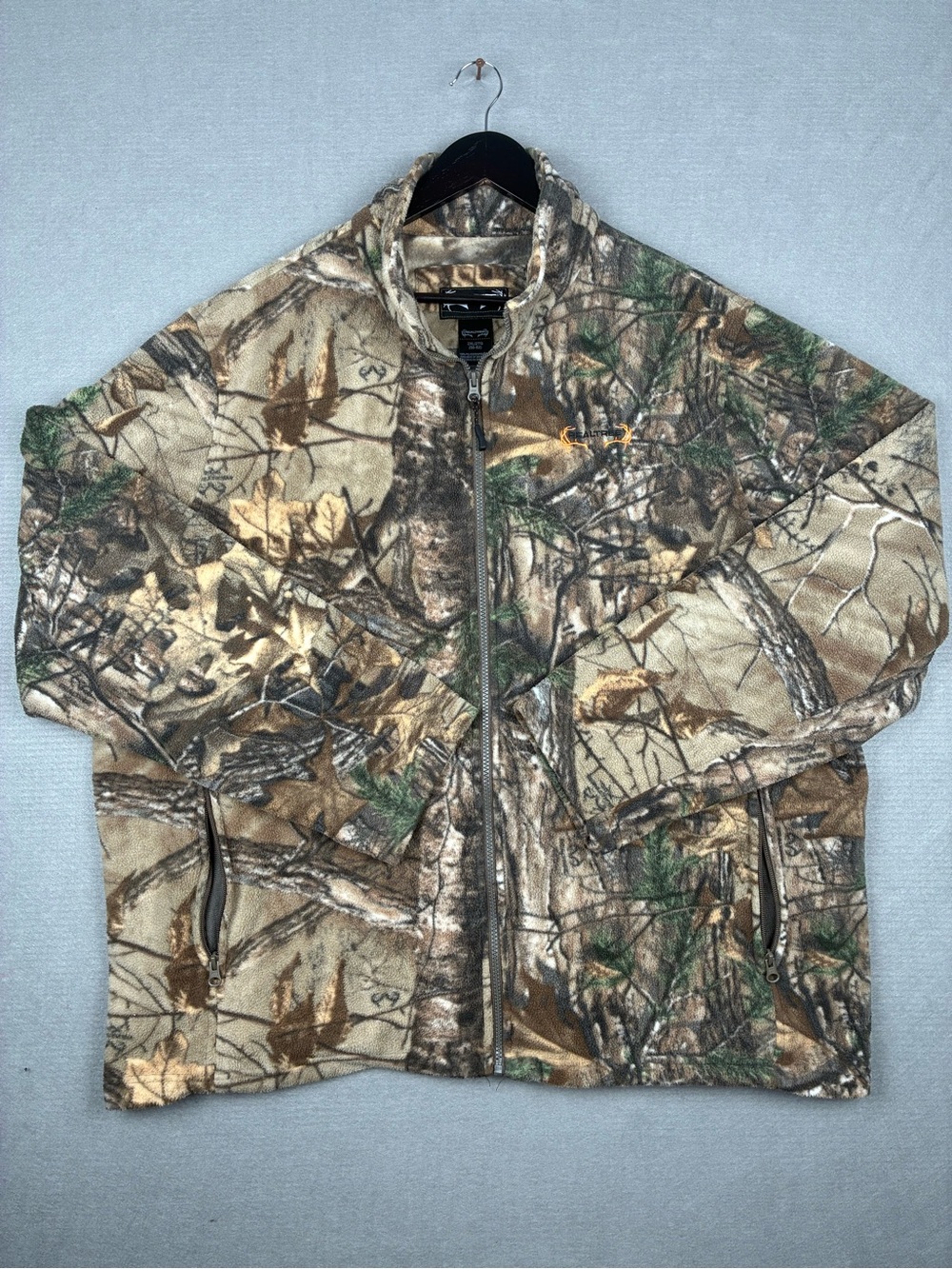 Realtree Men's 2XL Gorpcore Hunting Camo Full-Zip Fleece Jacket in Brown Green